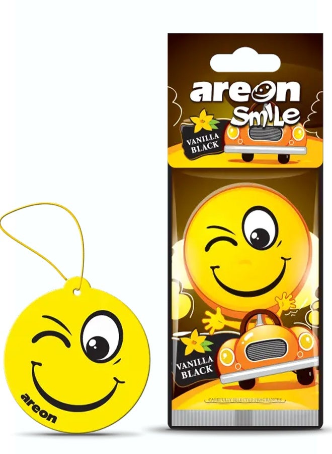 Areon Car Air Freshener Smile Card – Vanilla Black Scent, Long-Lasting - Image 1